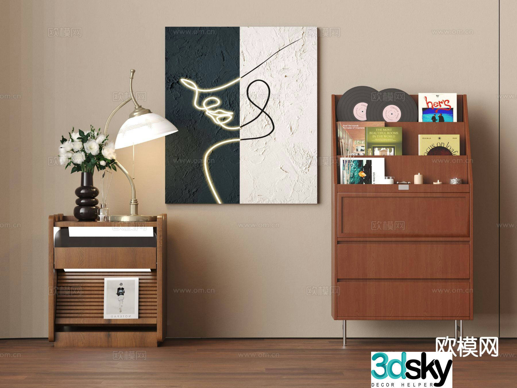 Medieval style bedside table magazine cabinet record cabinet 3d model