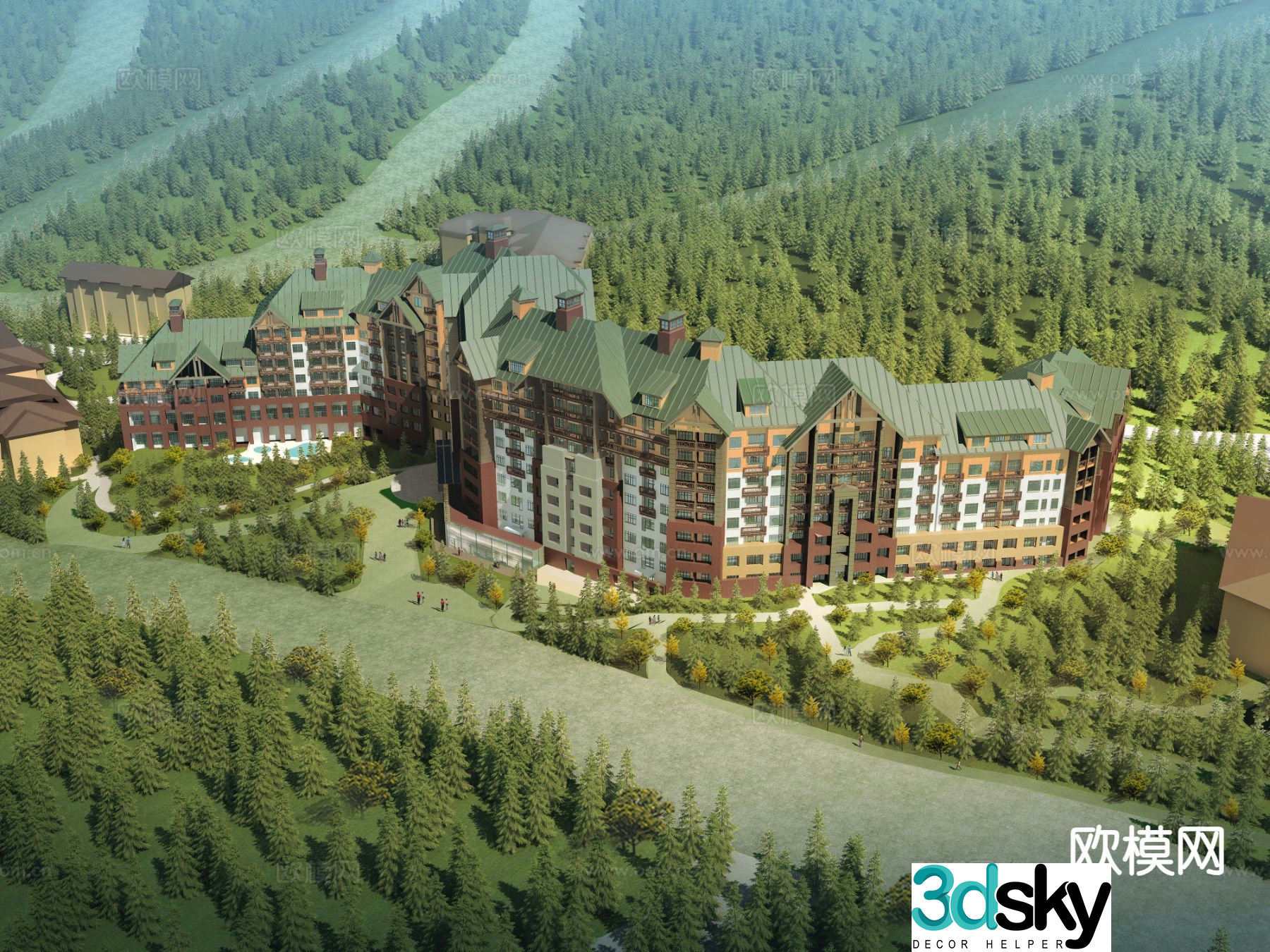 High-rise residential exterior 3D model
