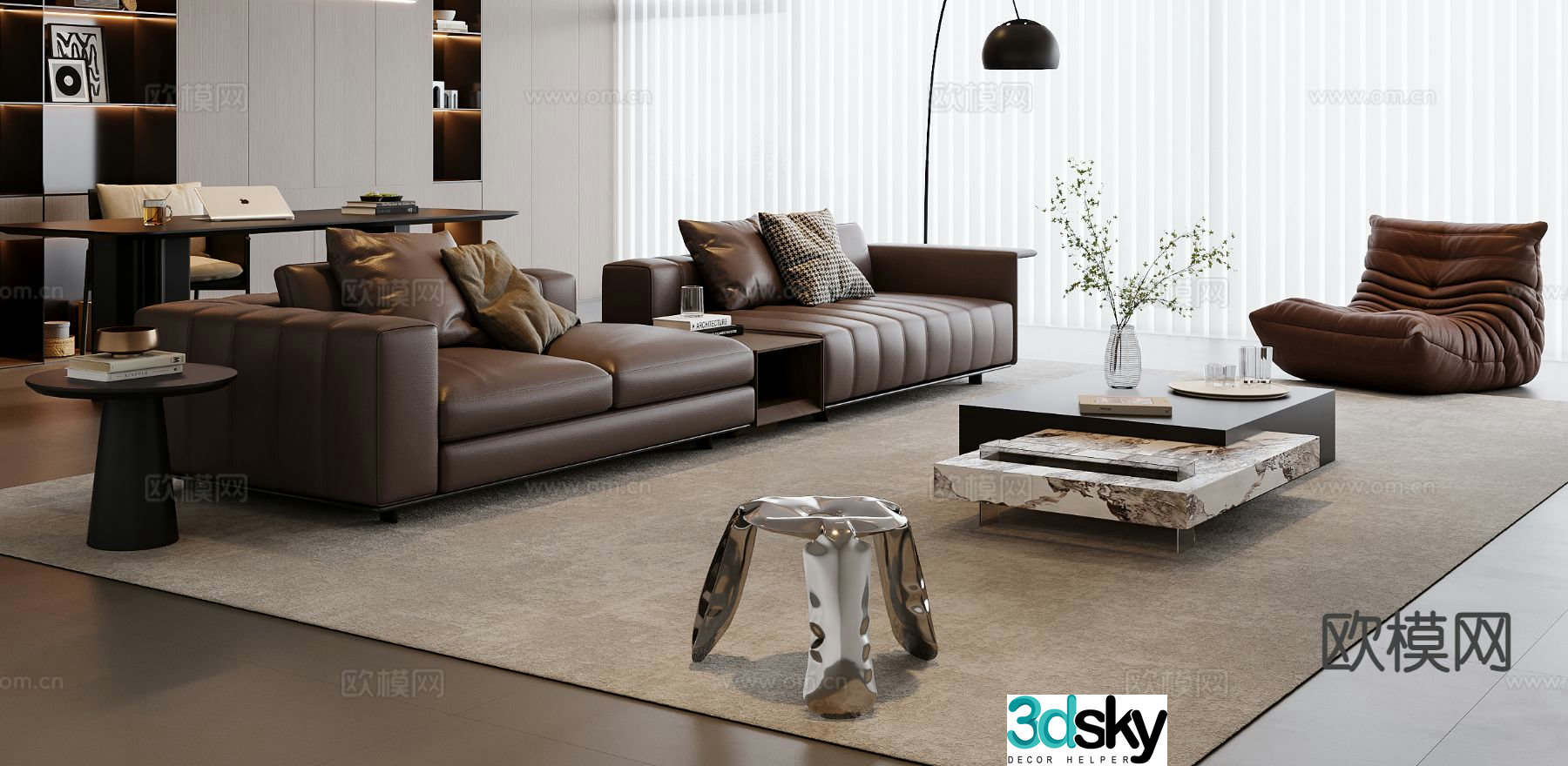 Italian sectional sofa 3d model