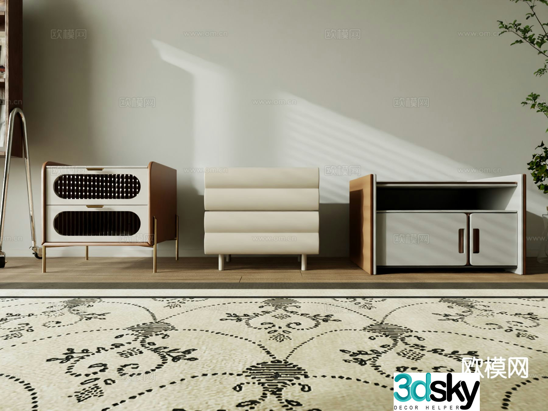 Modern bedside table 3d model