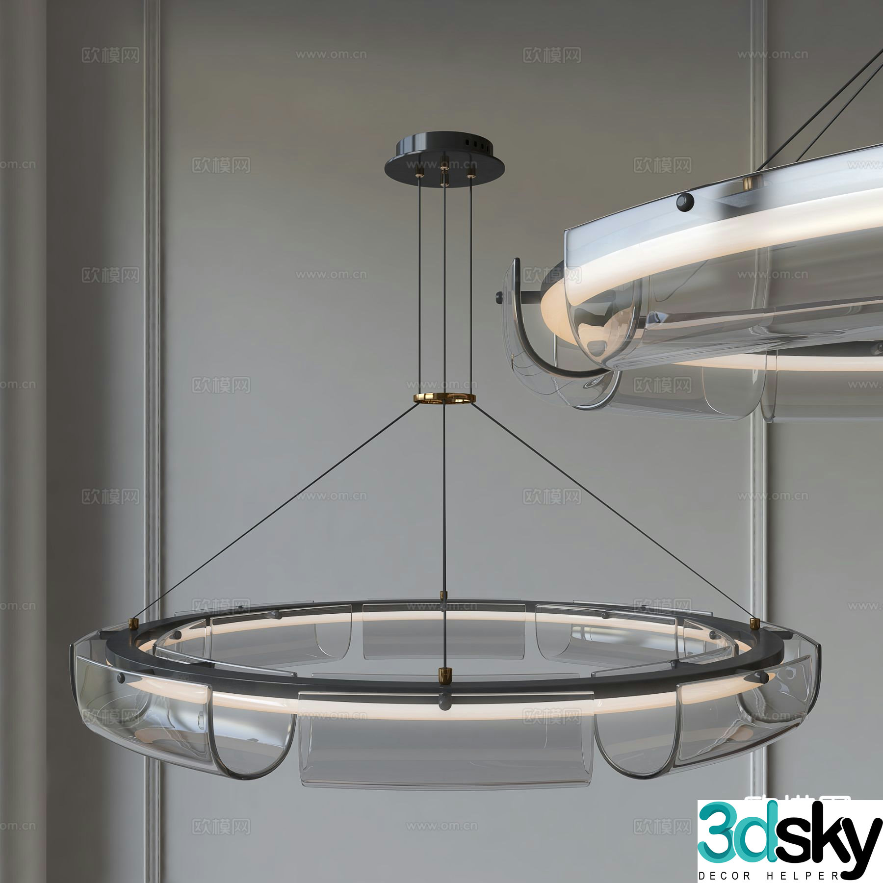 Glass chandelier hall chandelier 3d model