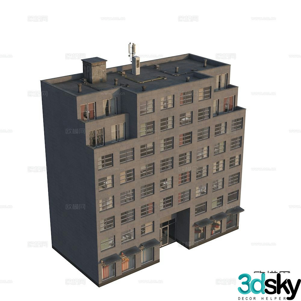 Residential building exterior 3d model