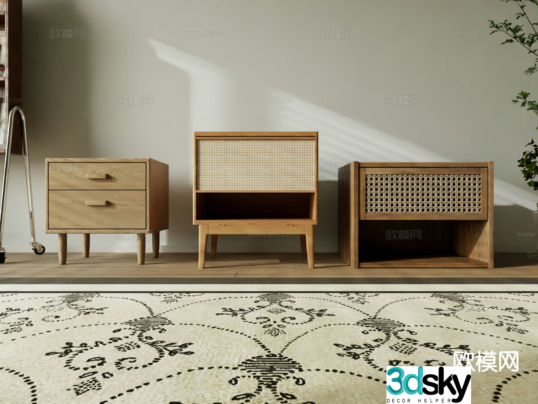 wabi-sabi bedside table 3d model
