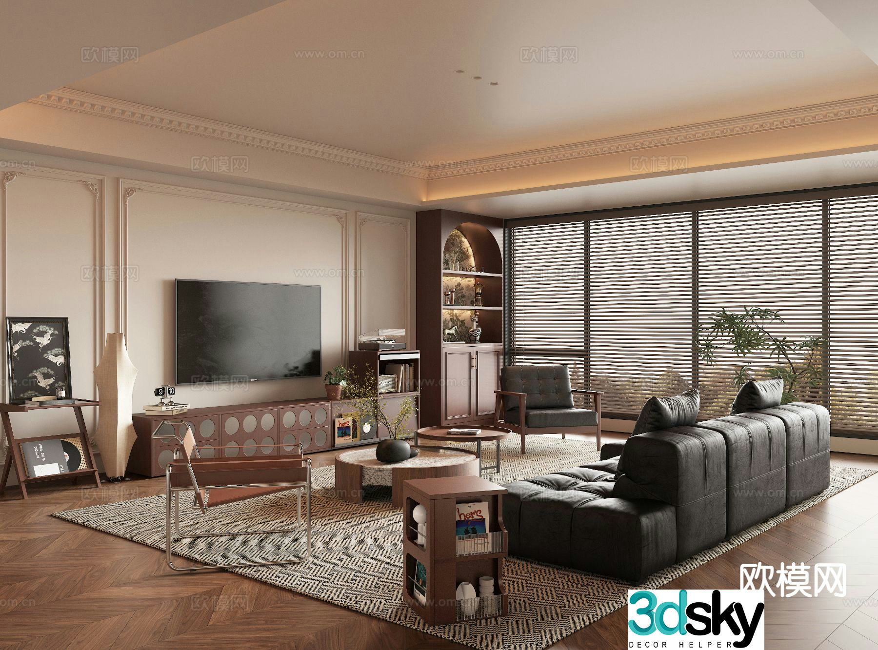 Middle-aged living room 3d model