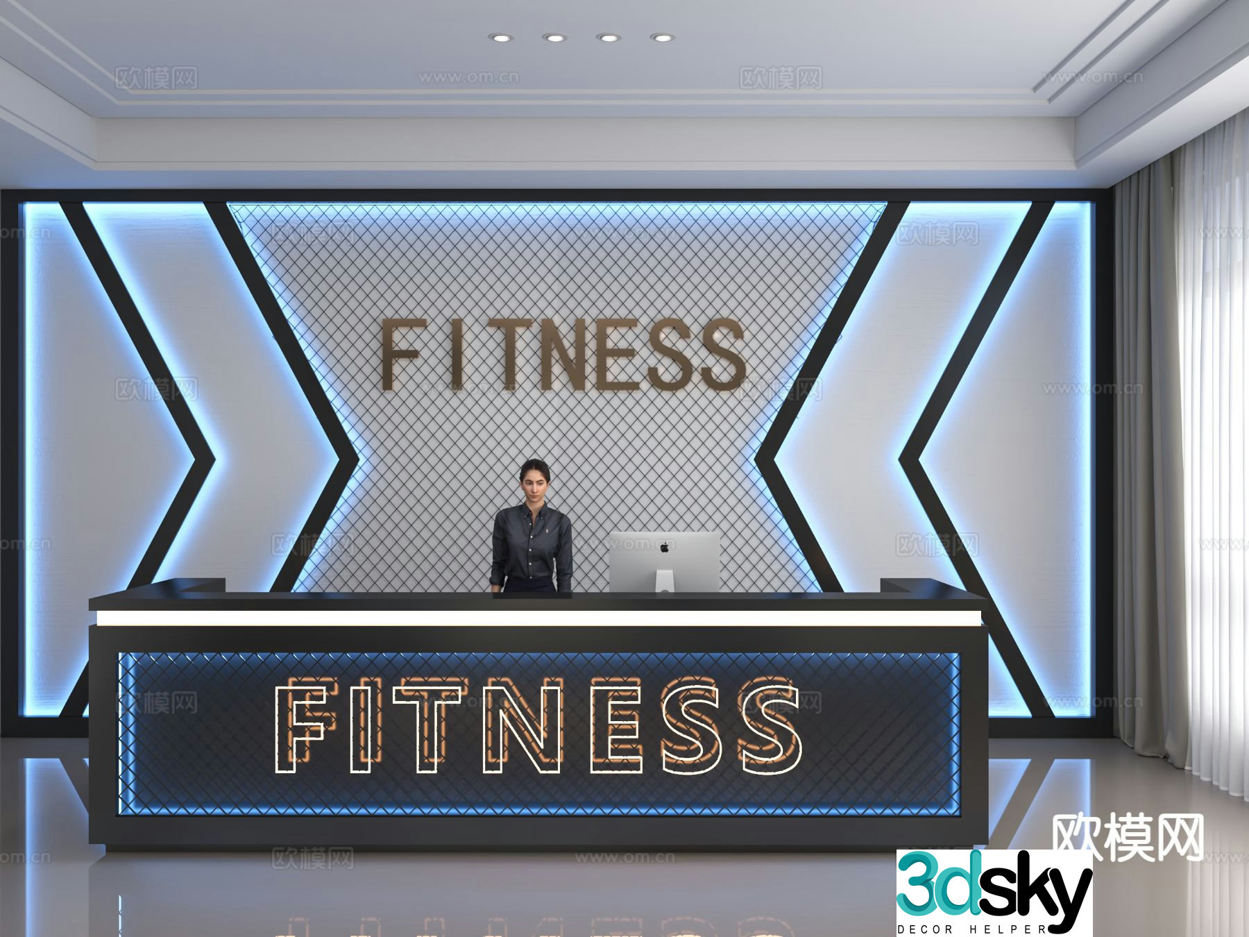 Modern front desk service desk reception desk information desk 3d model