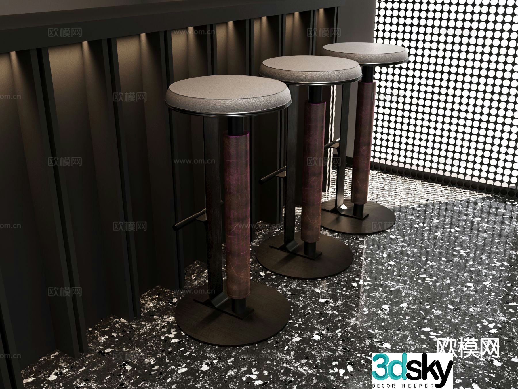 Industrial style bar stool bar stool high stool 3d model