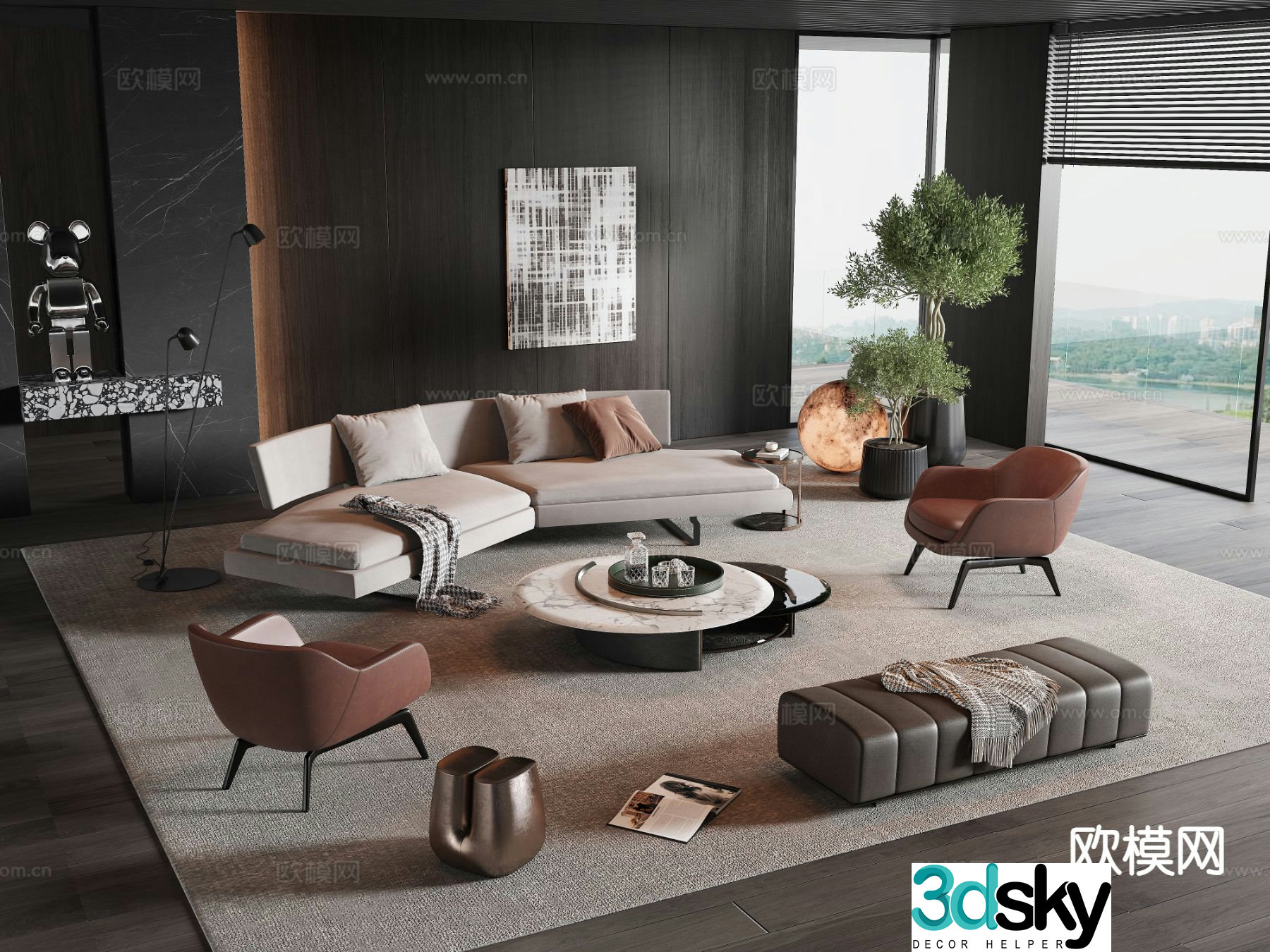 Italian sectional sofa 3d model