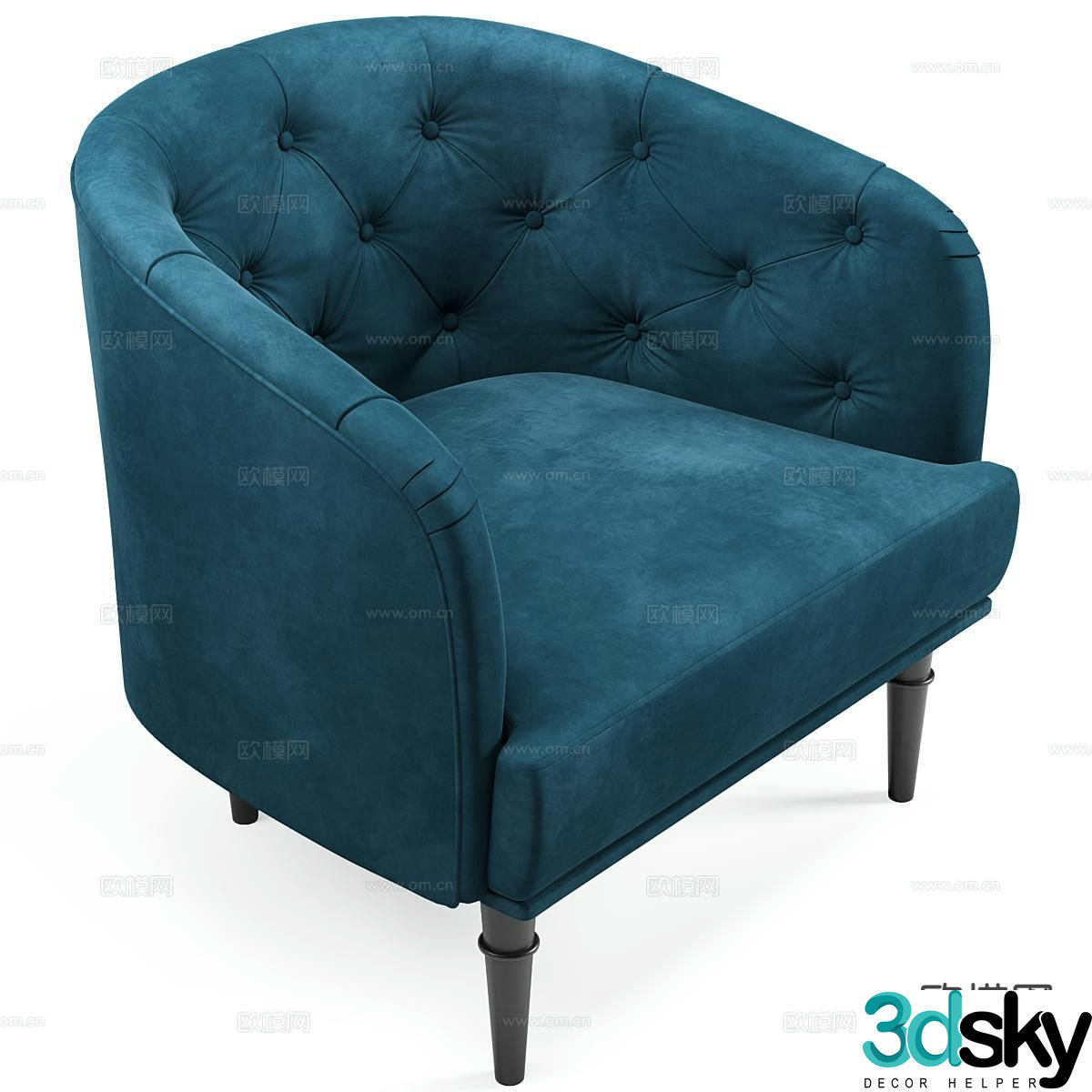 European classical fabric sofa single sofa 3d model