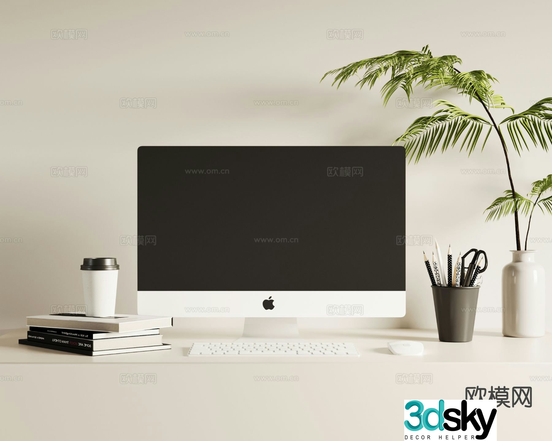 Office supplies desktop accessories desktop computer 3d model