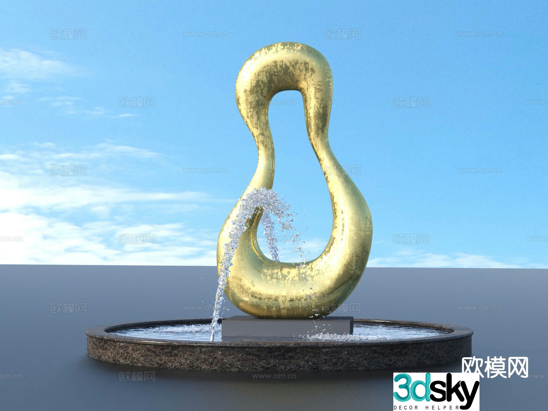 urban sculpture waterscape landscape sculpture 3d model