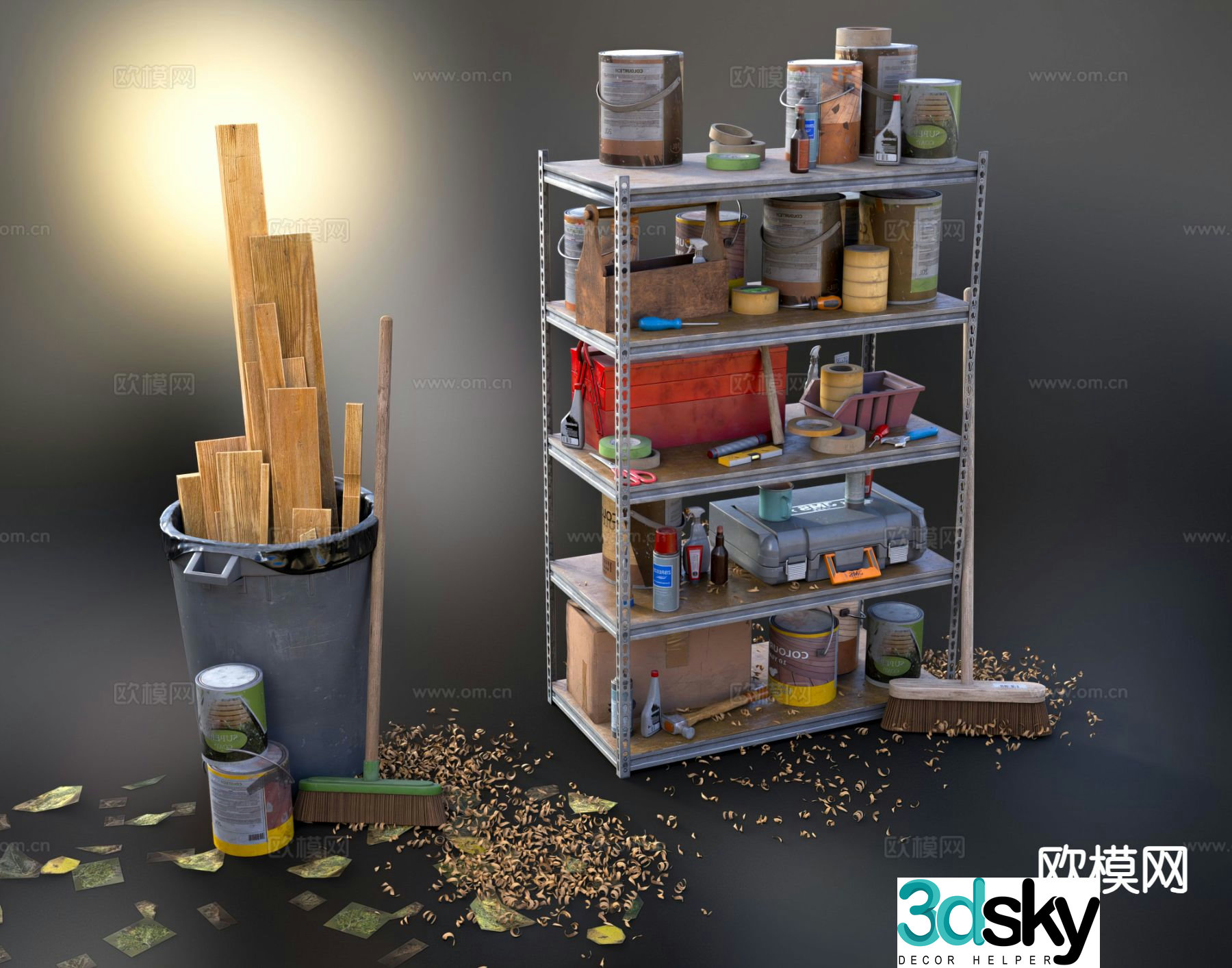 Modern storage rack hardware tool box industrial equipment 3d model
