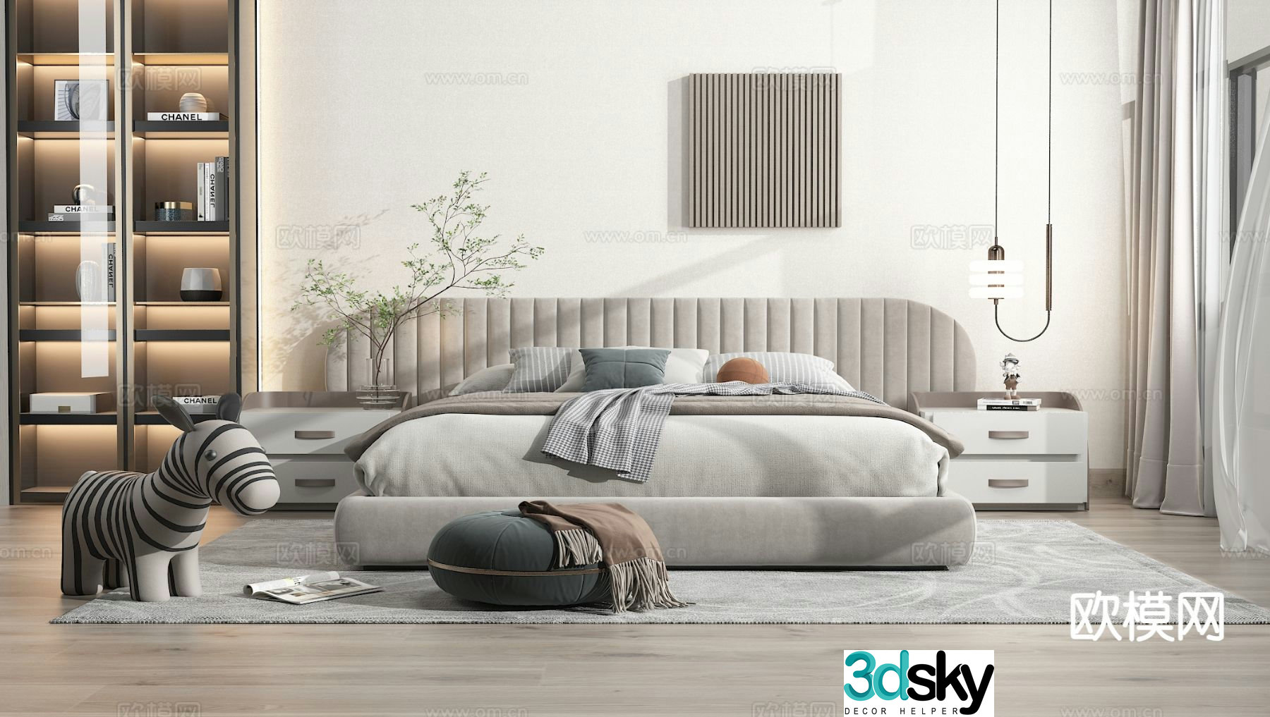 Modern double bed 3d model