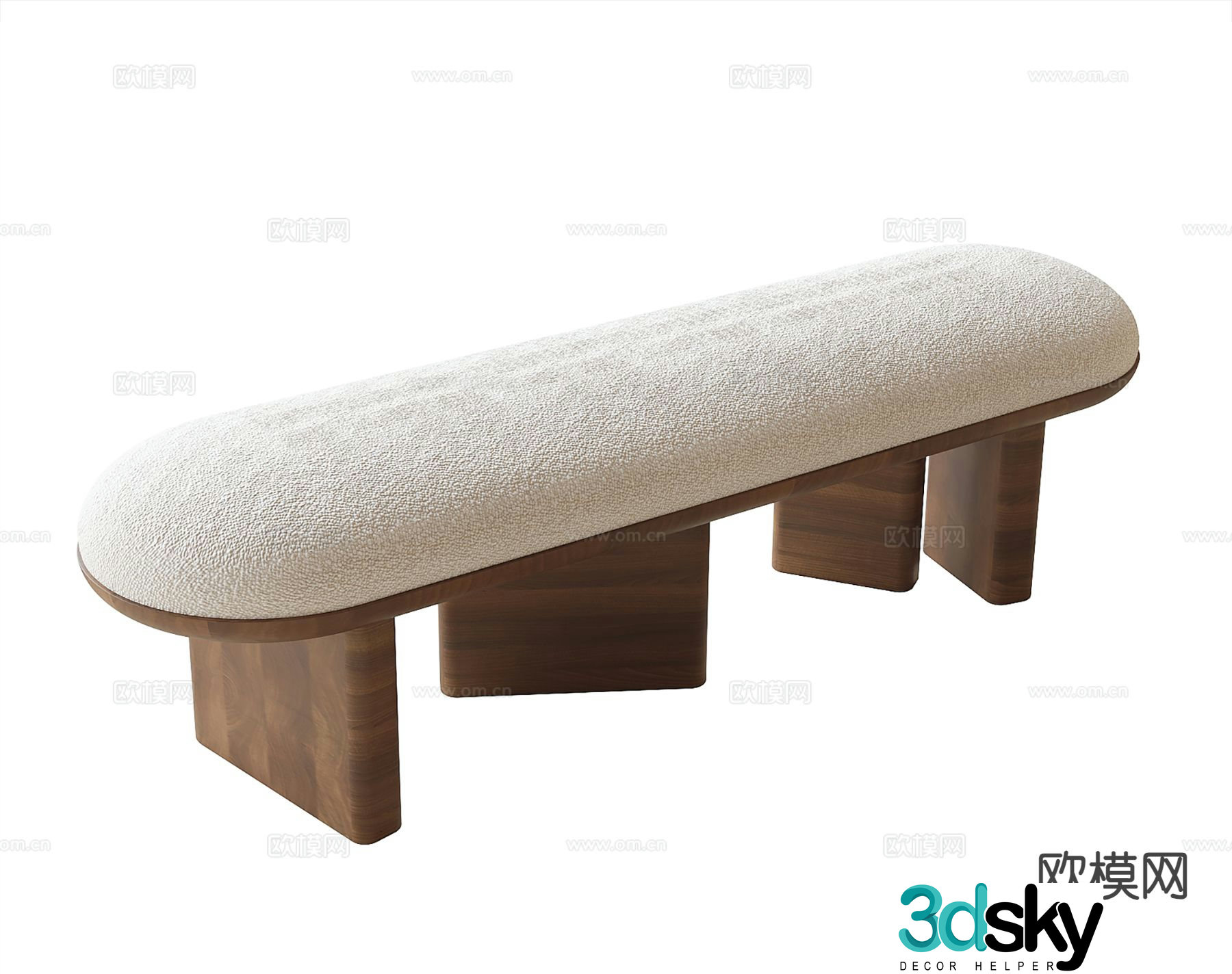 Modern footrest bedside stool 3d model