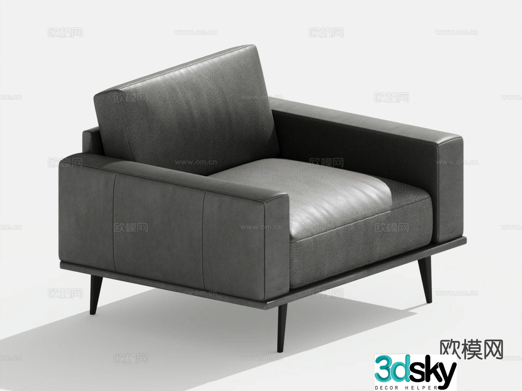 Italian sofa leather sofa single sofa 3D model