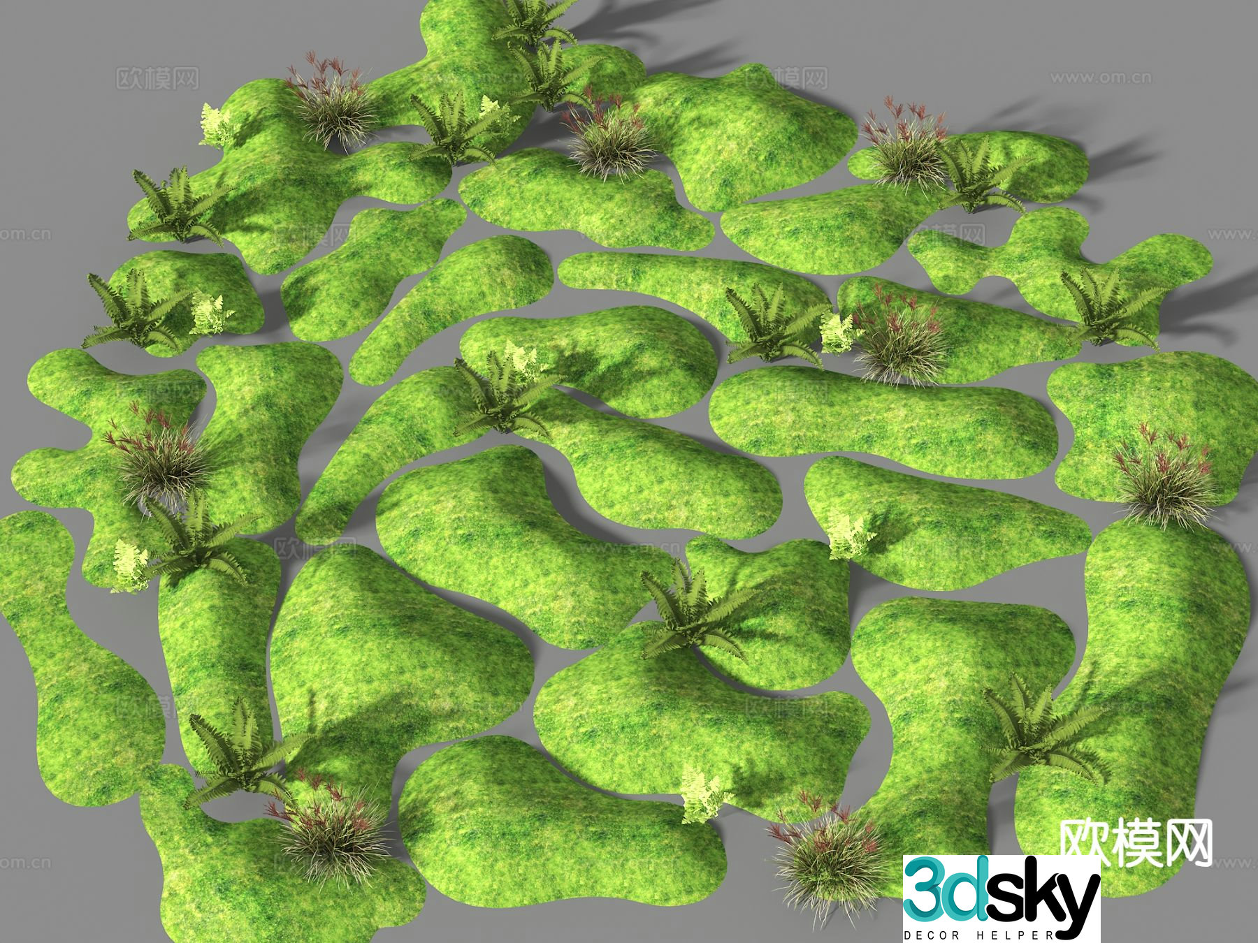 Courtyard micro-terrain grass slope hill soil slope 3D model