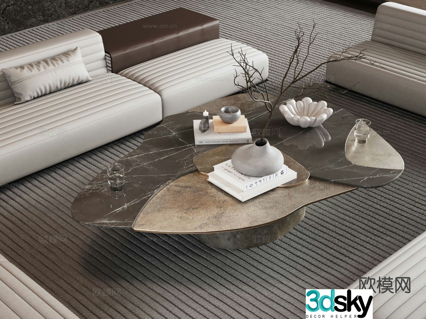 Modern marble coffee table 3d model
