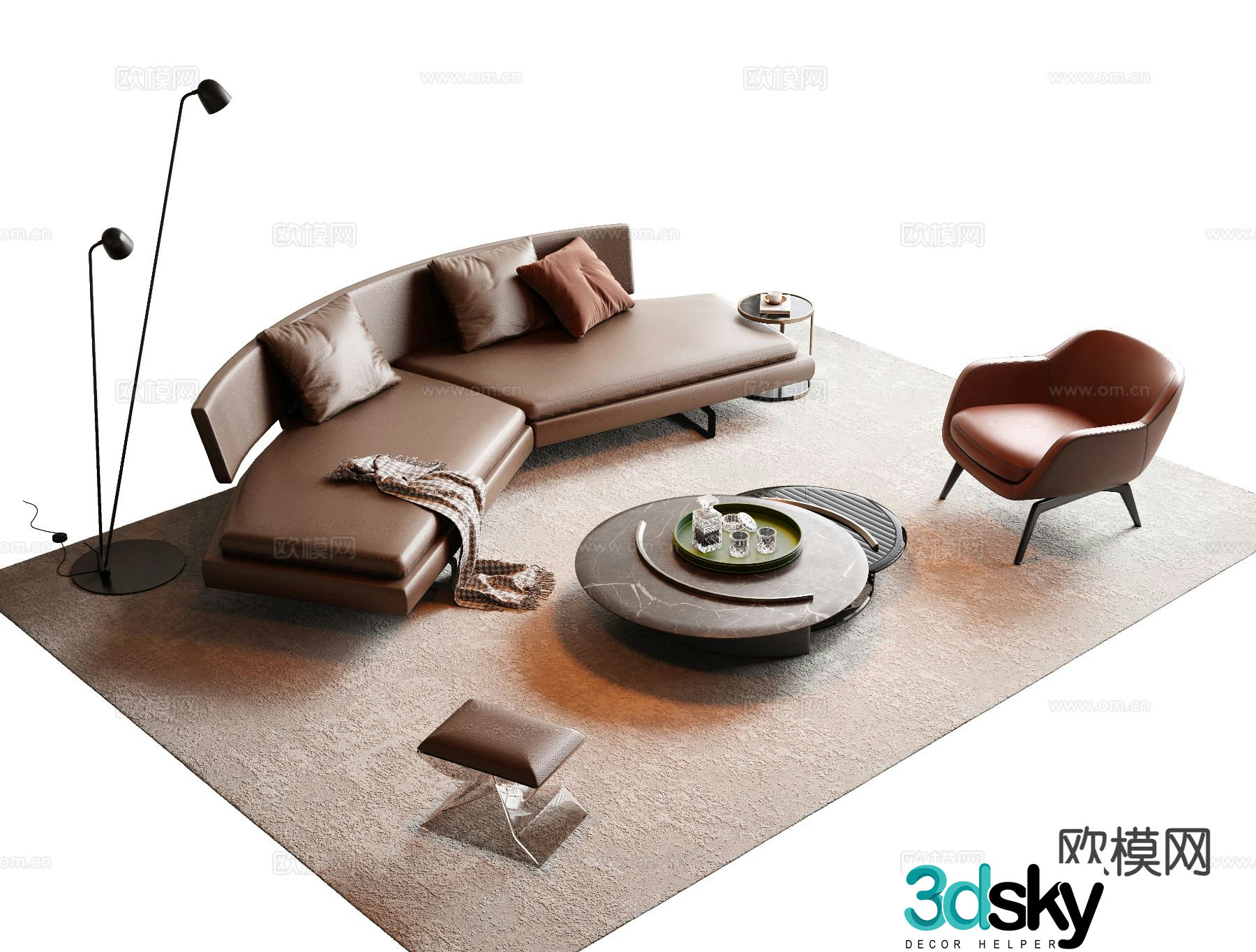 Italian sectional sofa 3d model