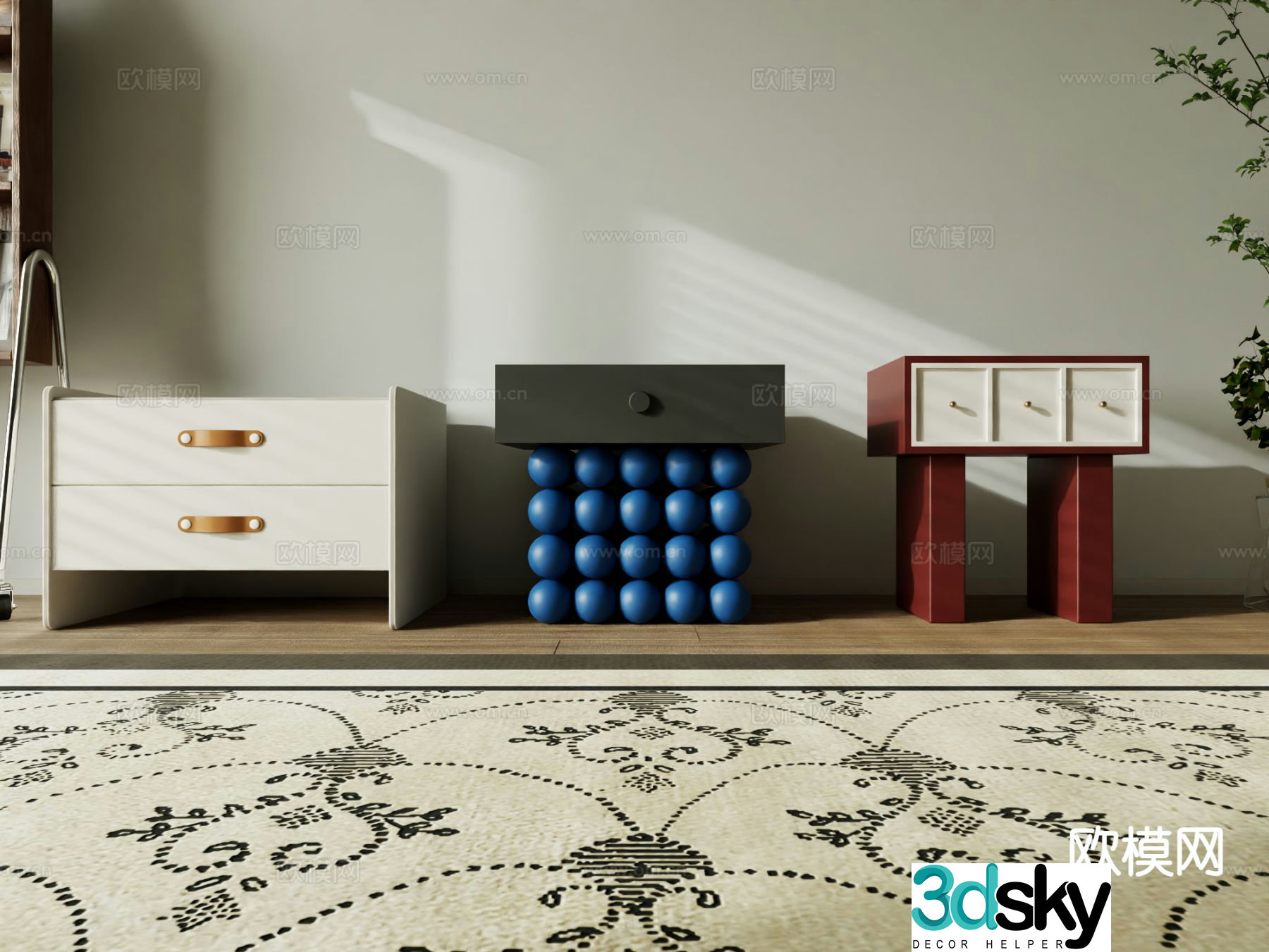 Modern bedside table 3d model