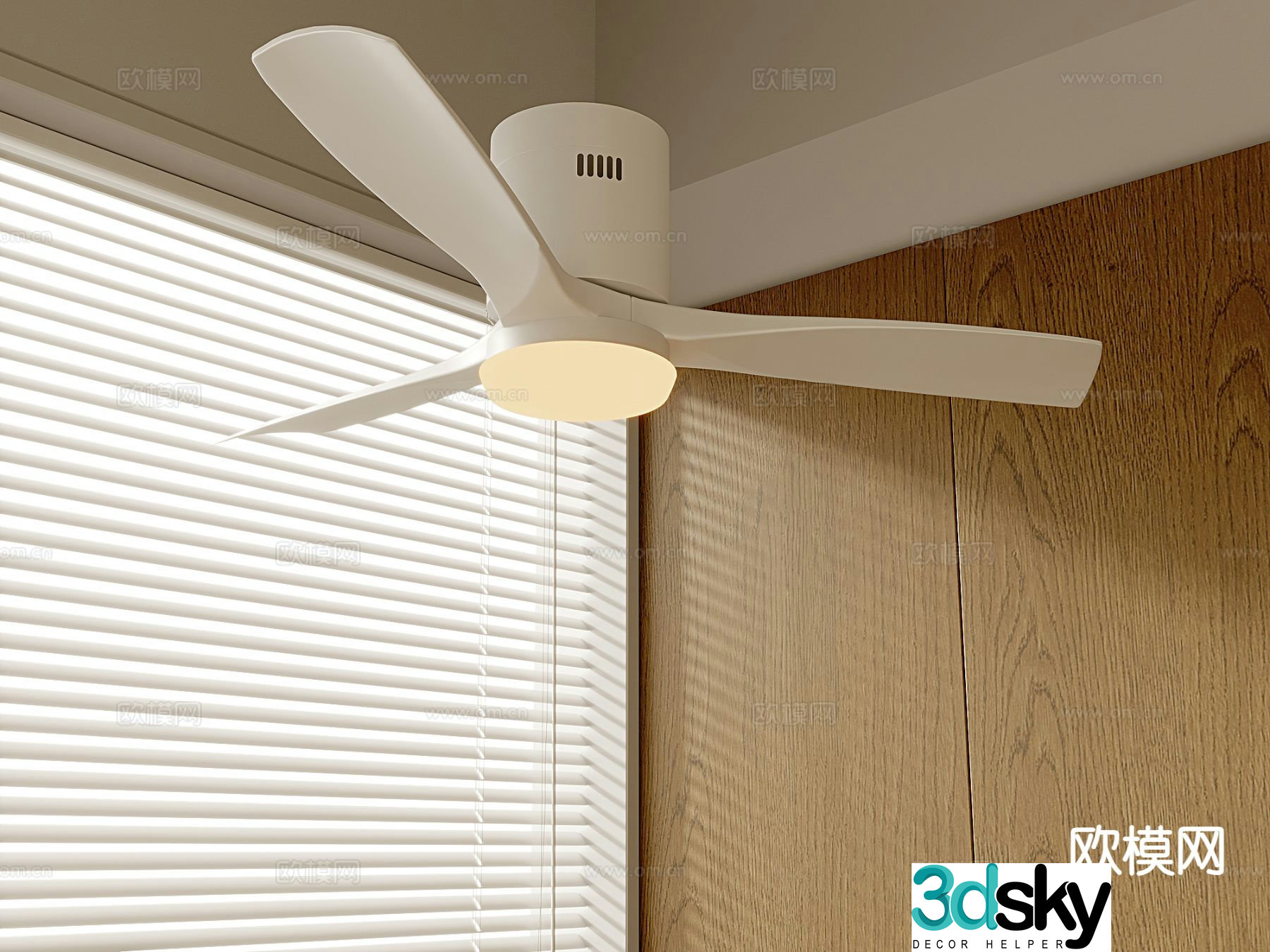 Cream style ceiling fan lamp fan lamp 3d model