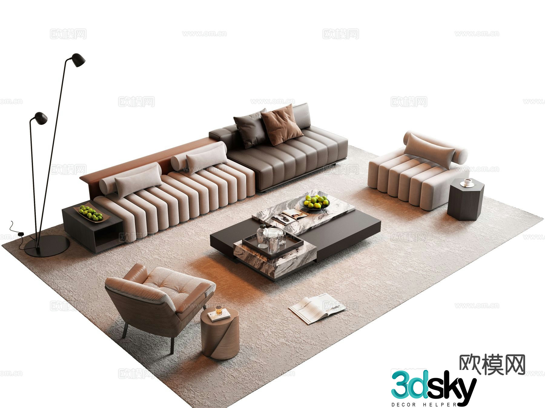 Italian sectional sofa 3d model