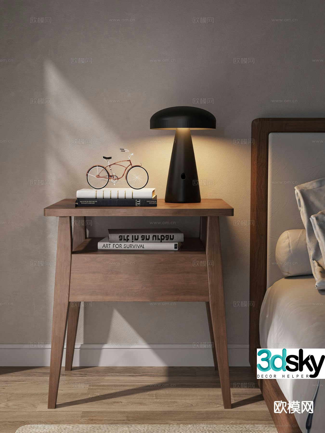New Chinese style bedside table 3d model