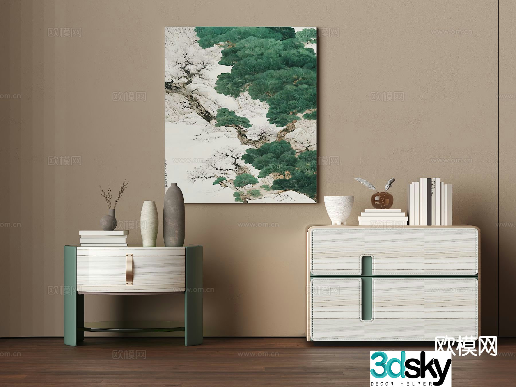 New Chinese style bedside table 3d model