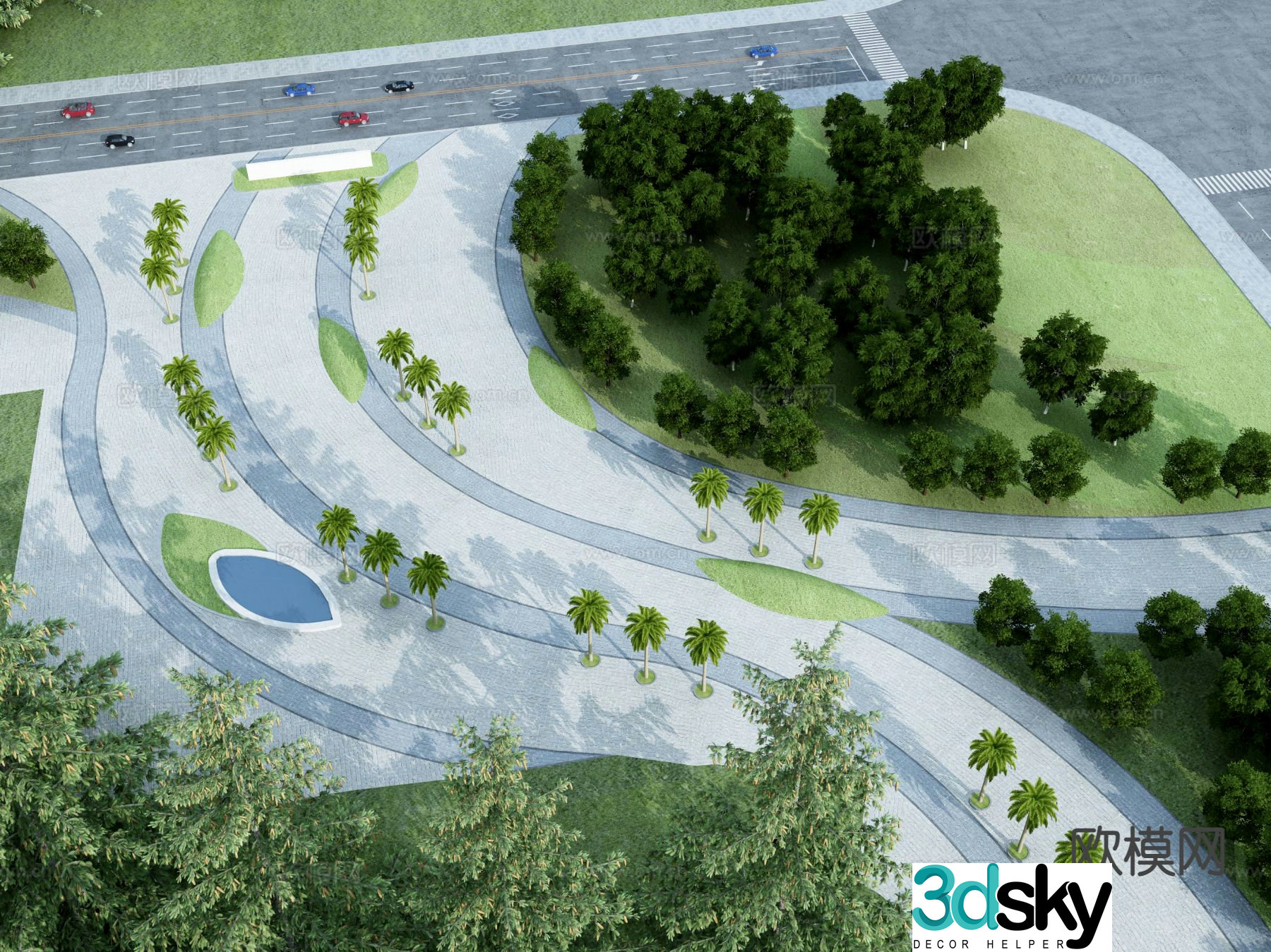 Park landscape square landscape 3d model