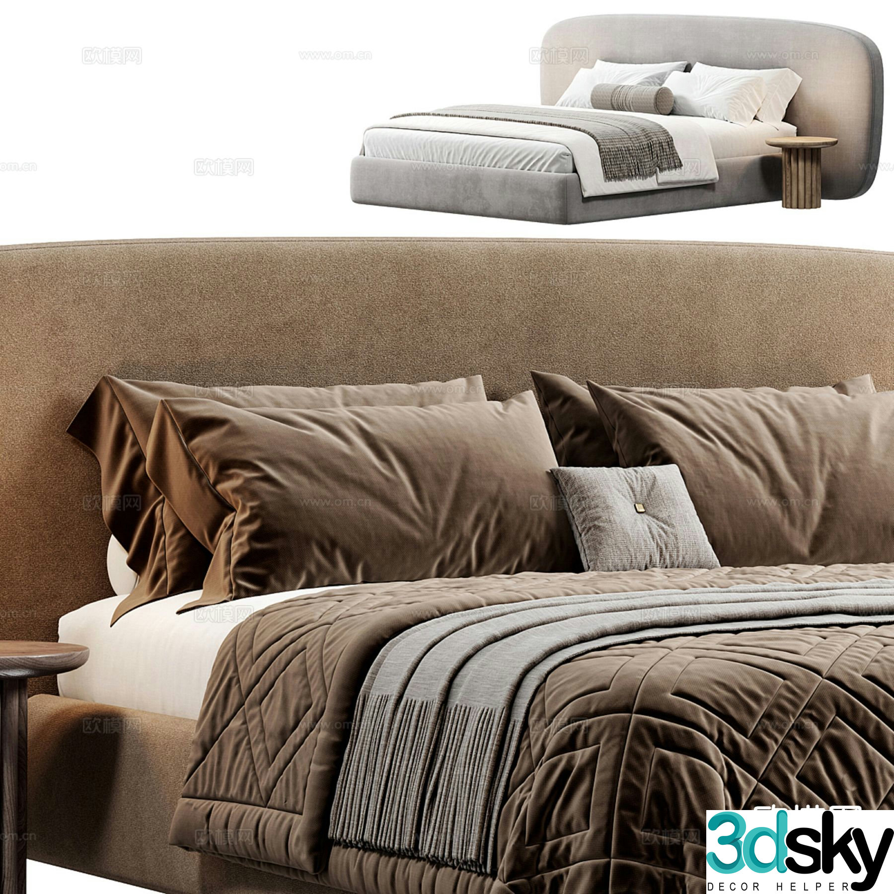 Modern double bed 3d model