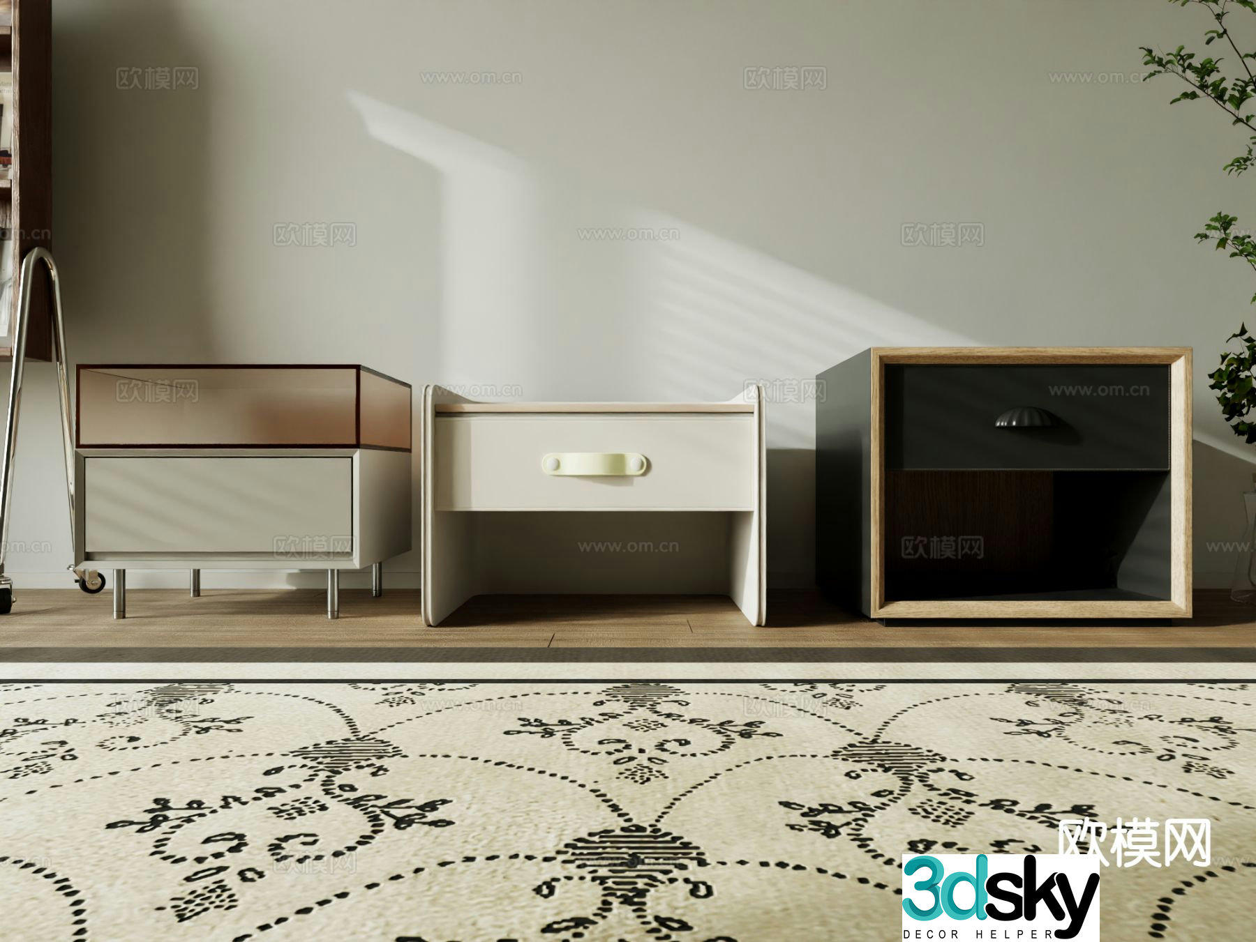 Modern bedside table 3d model