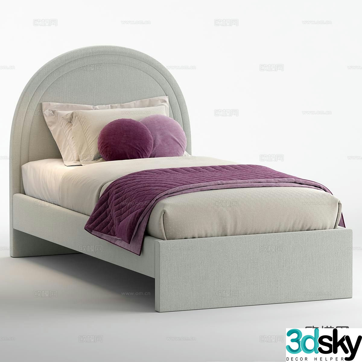Westelm nordic single bed 3d model