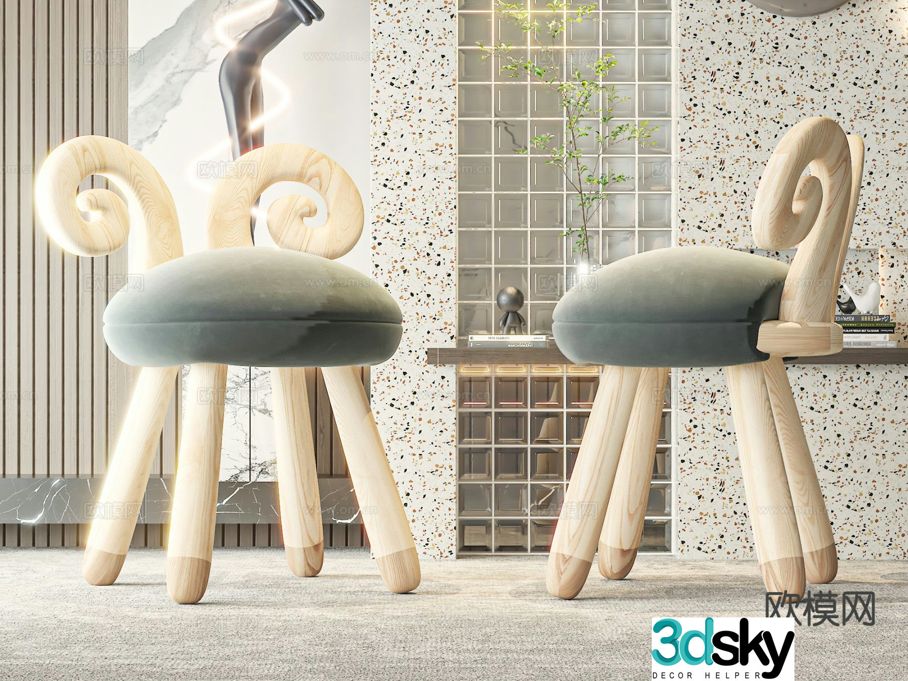 Children’s chair cartoon chair 3d model