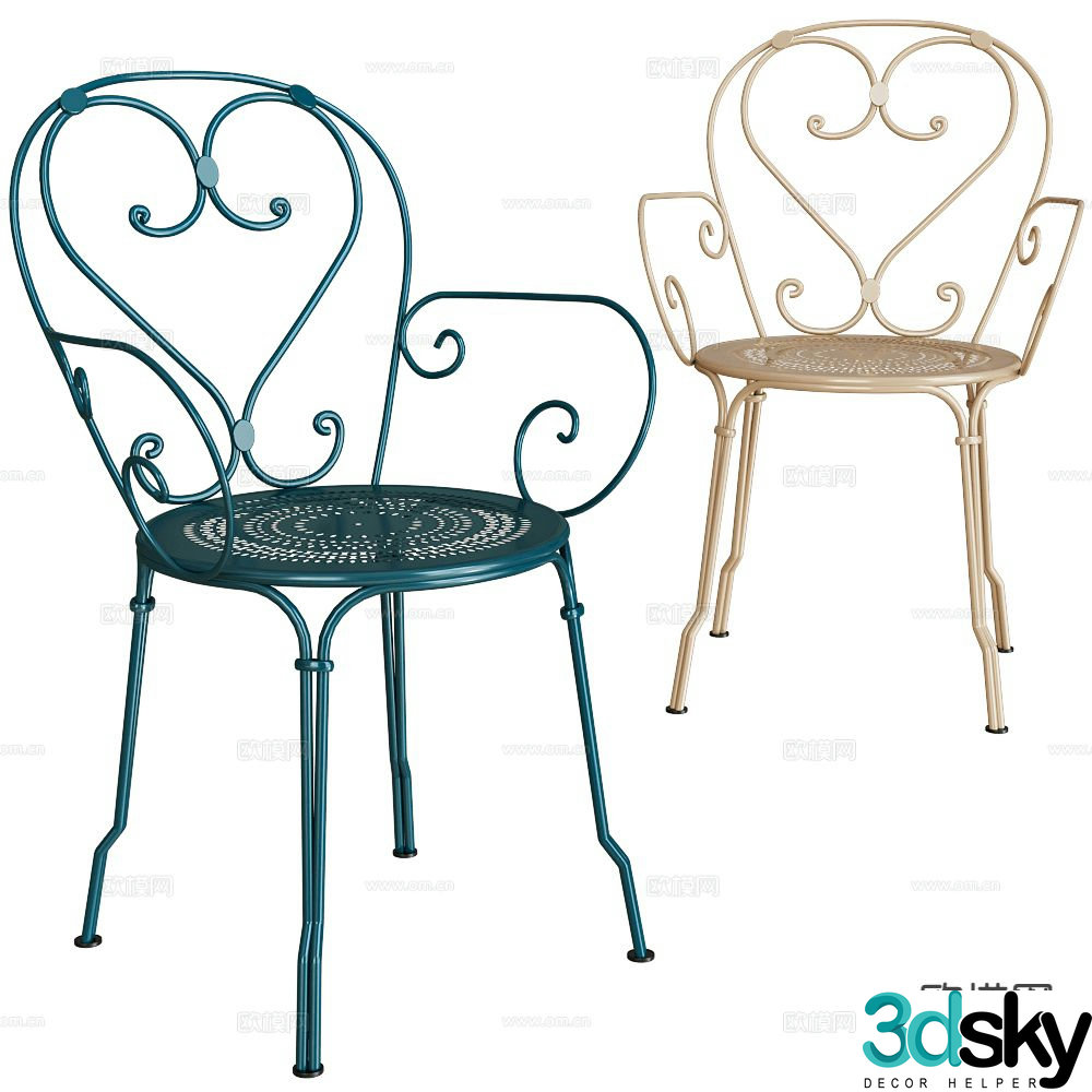 Fermob simple European chair dining chair 3d model