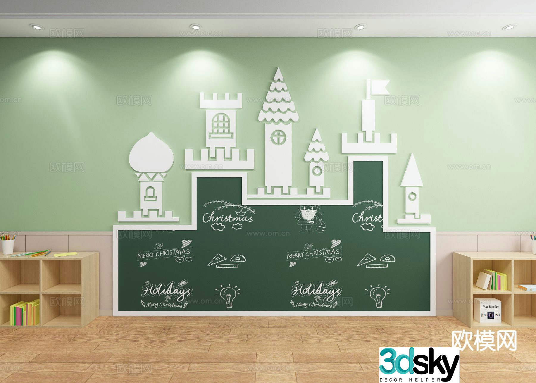 Children’s blackboard chalk drawing 3d model