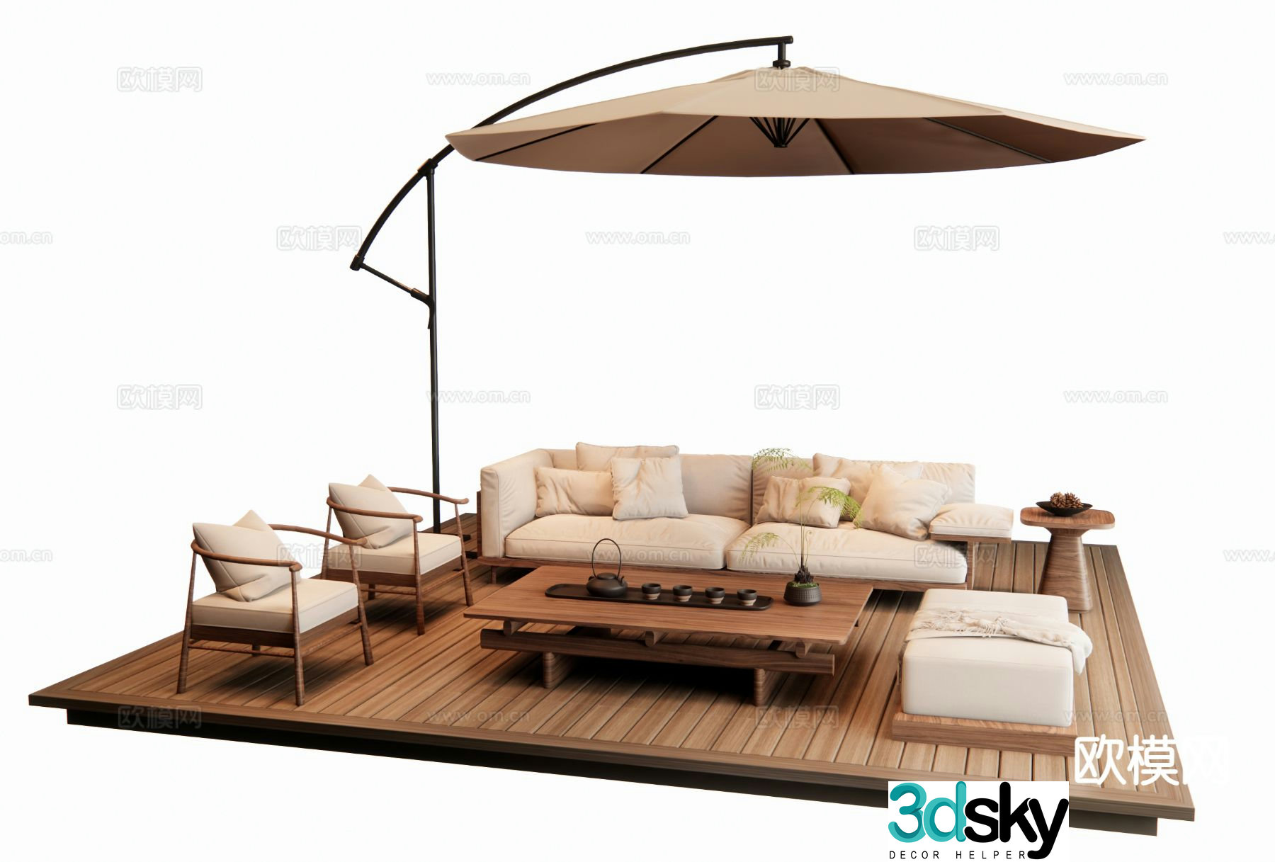 New Chinese style outdoor sofa modular sofa 3d model