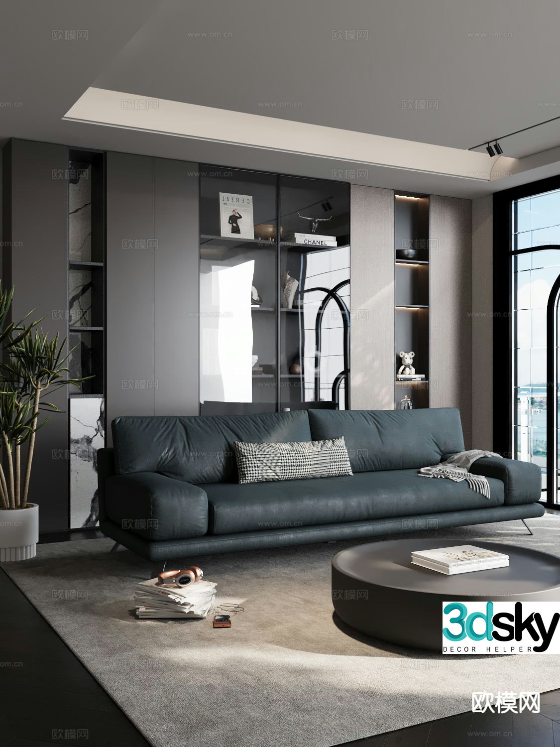 Modern loveseat leather sofa 3d model