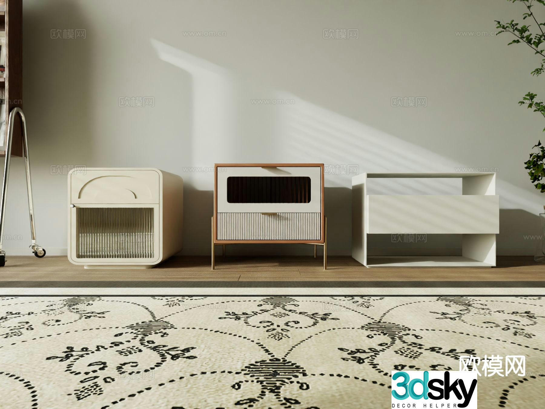 Modern bedside table 3d model