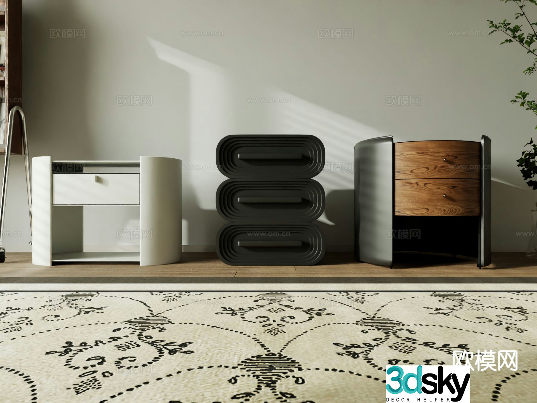 Modern bedside table 3d model