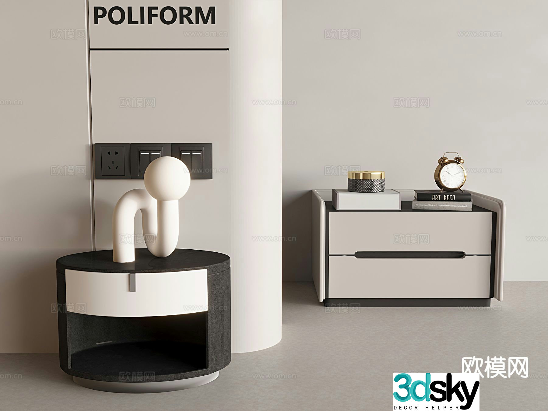Nordic bedside table 3d model