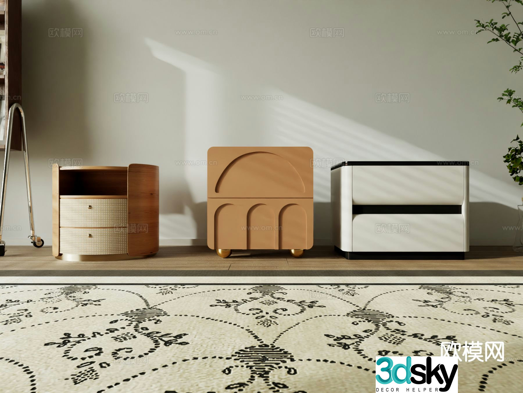 Modern bedside table 3d model