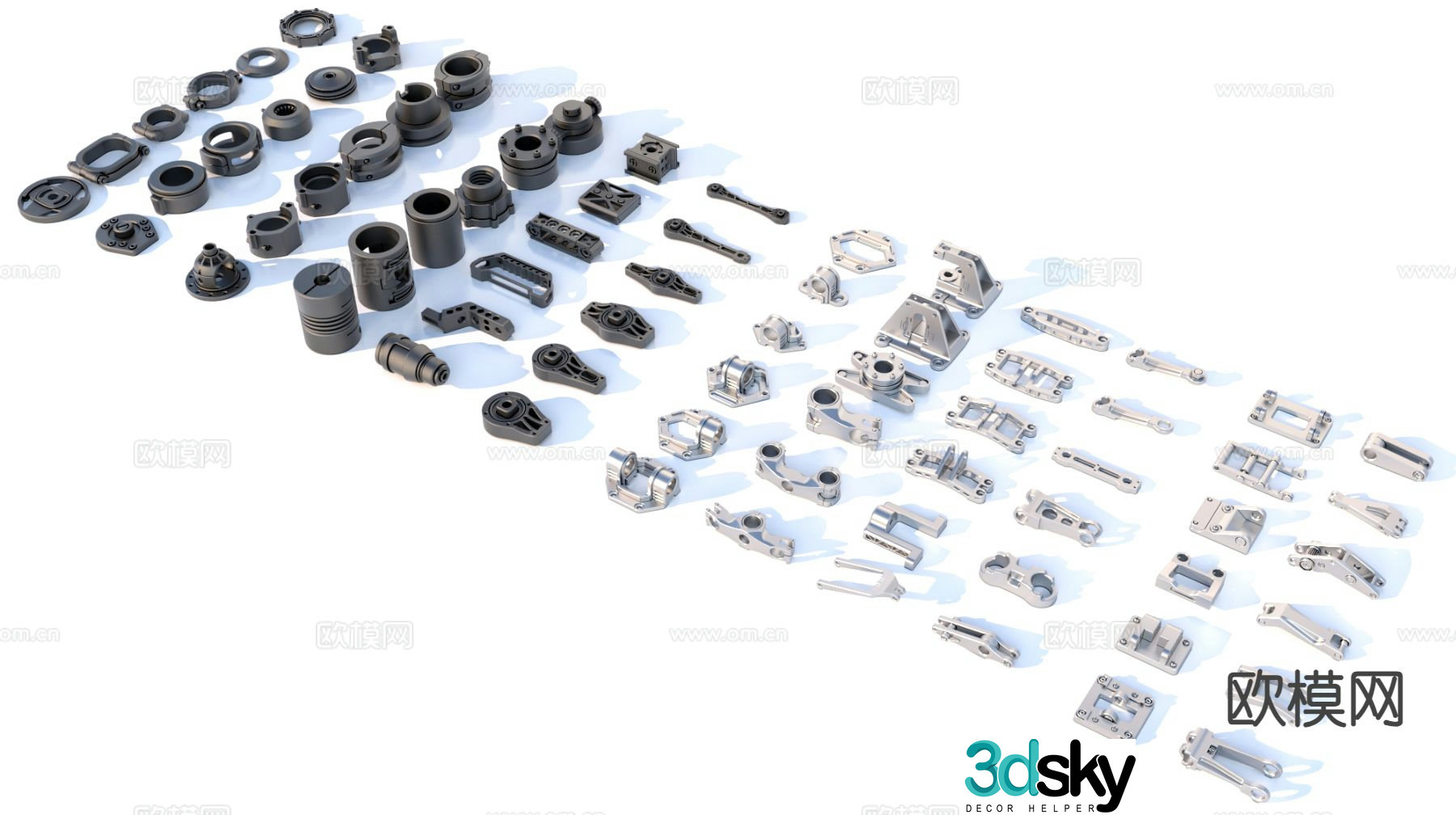 Hard surface parts Mechanical parts Industrial equipment 3d model