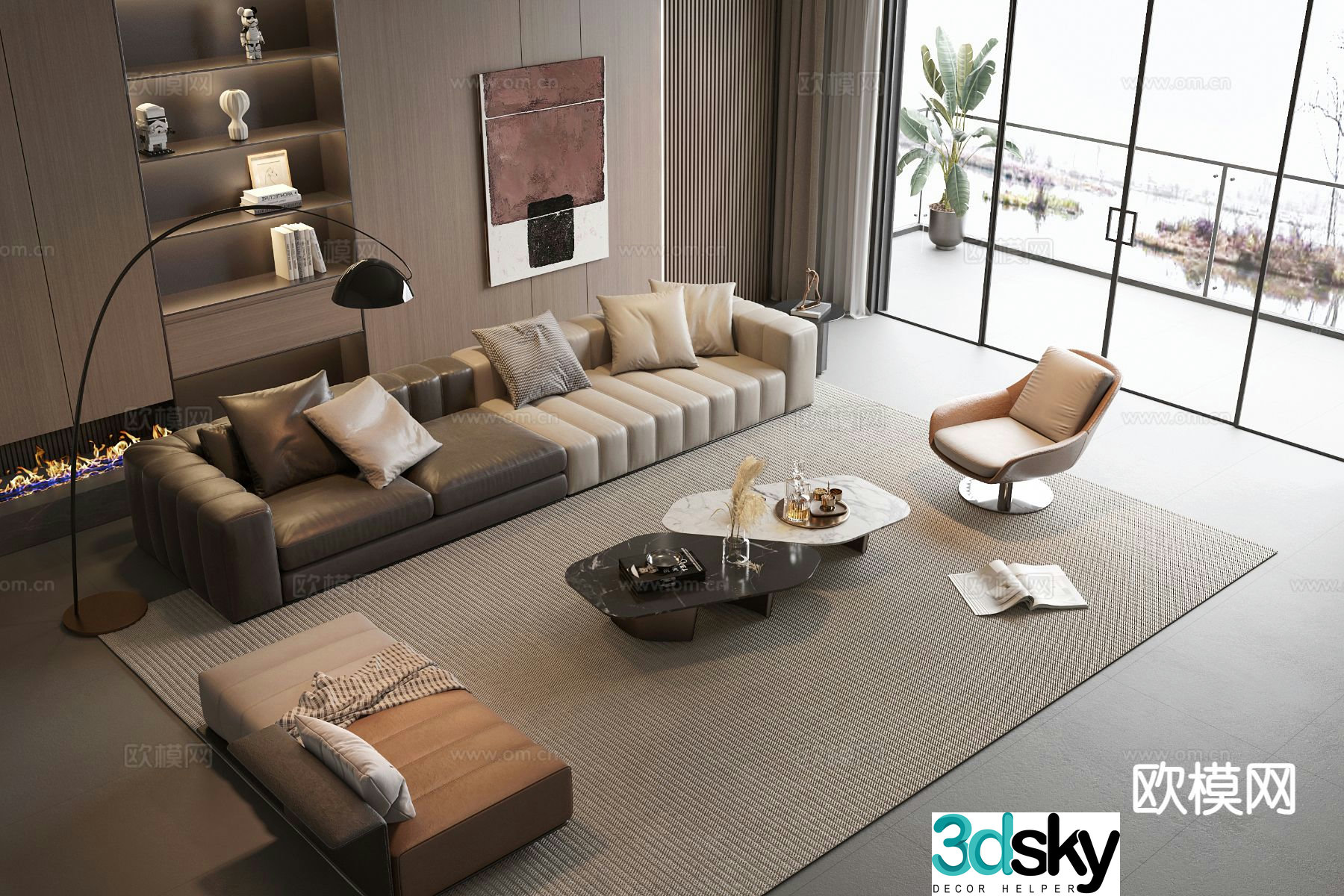 Modern sectional sofa 3d model