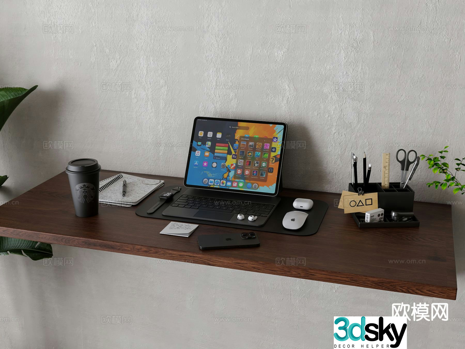 Modern desktop ornaments laptop computer 3d model