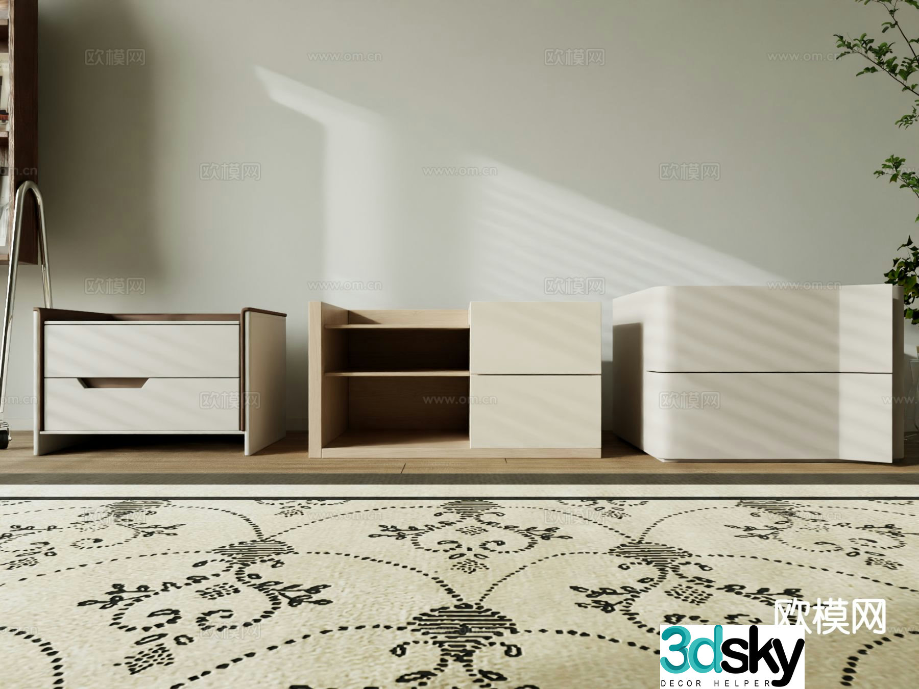 Modern bedside table 3d model