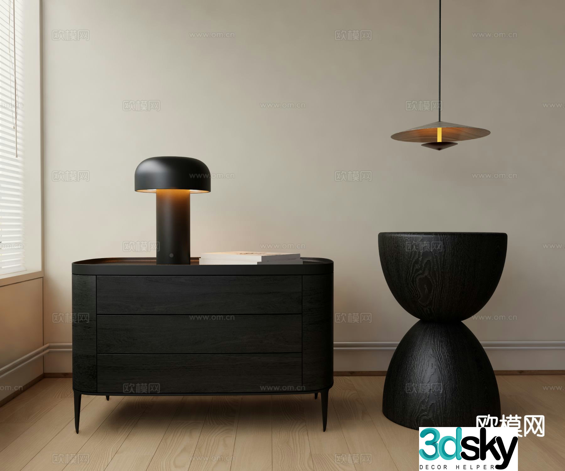 wabi-sabi bedside table 3d model