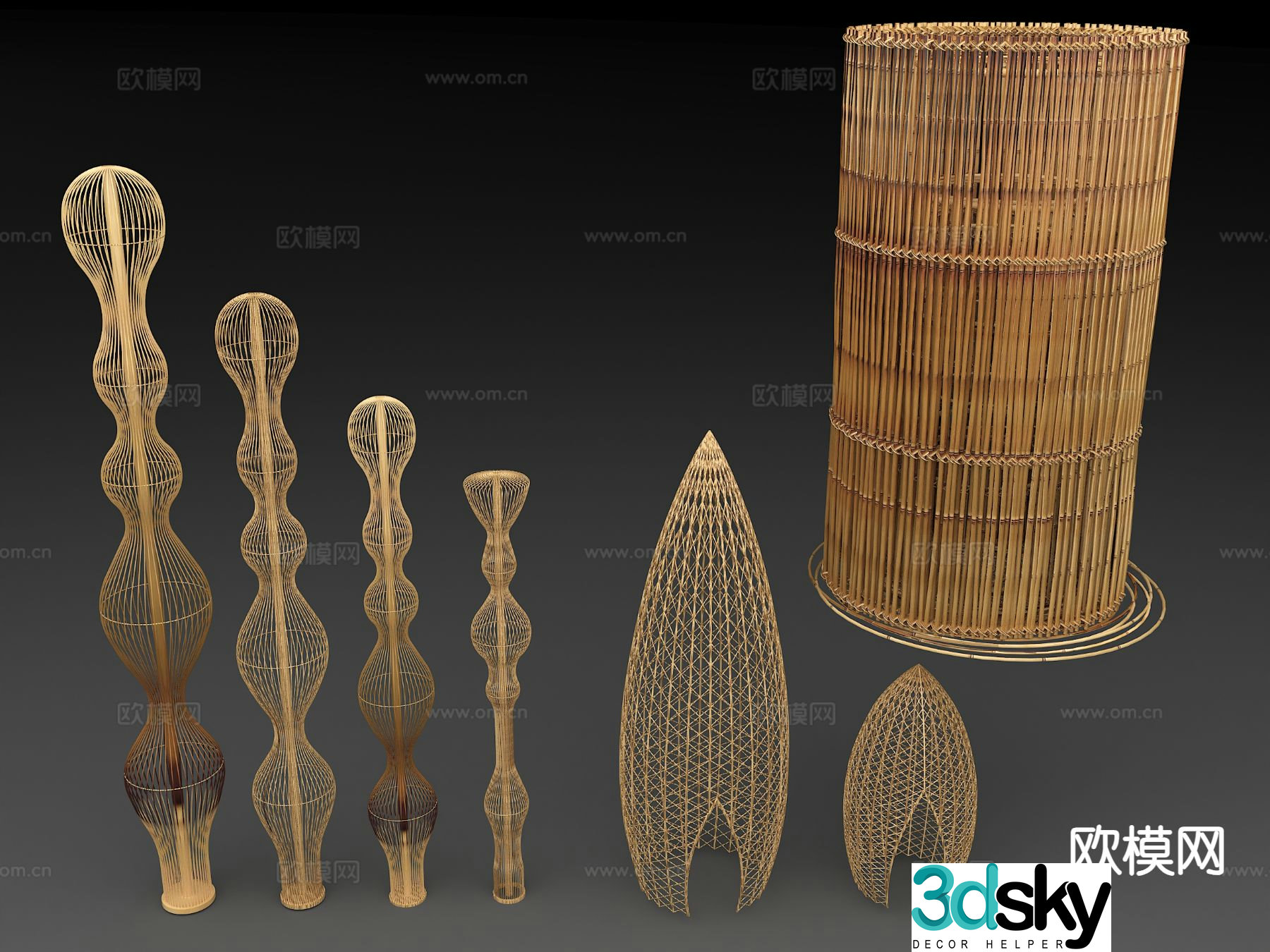 Bamboo weaving craft Bamboo weaving sketch 3D model
