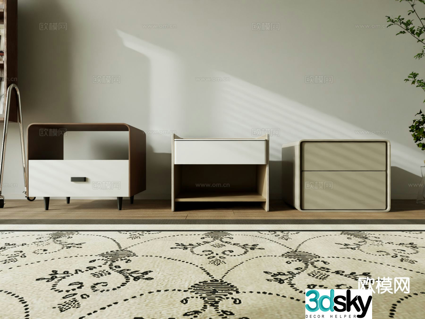 Modern bedside table 3d model