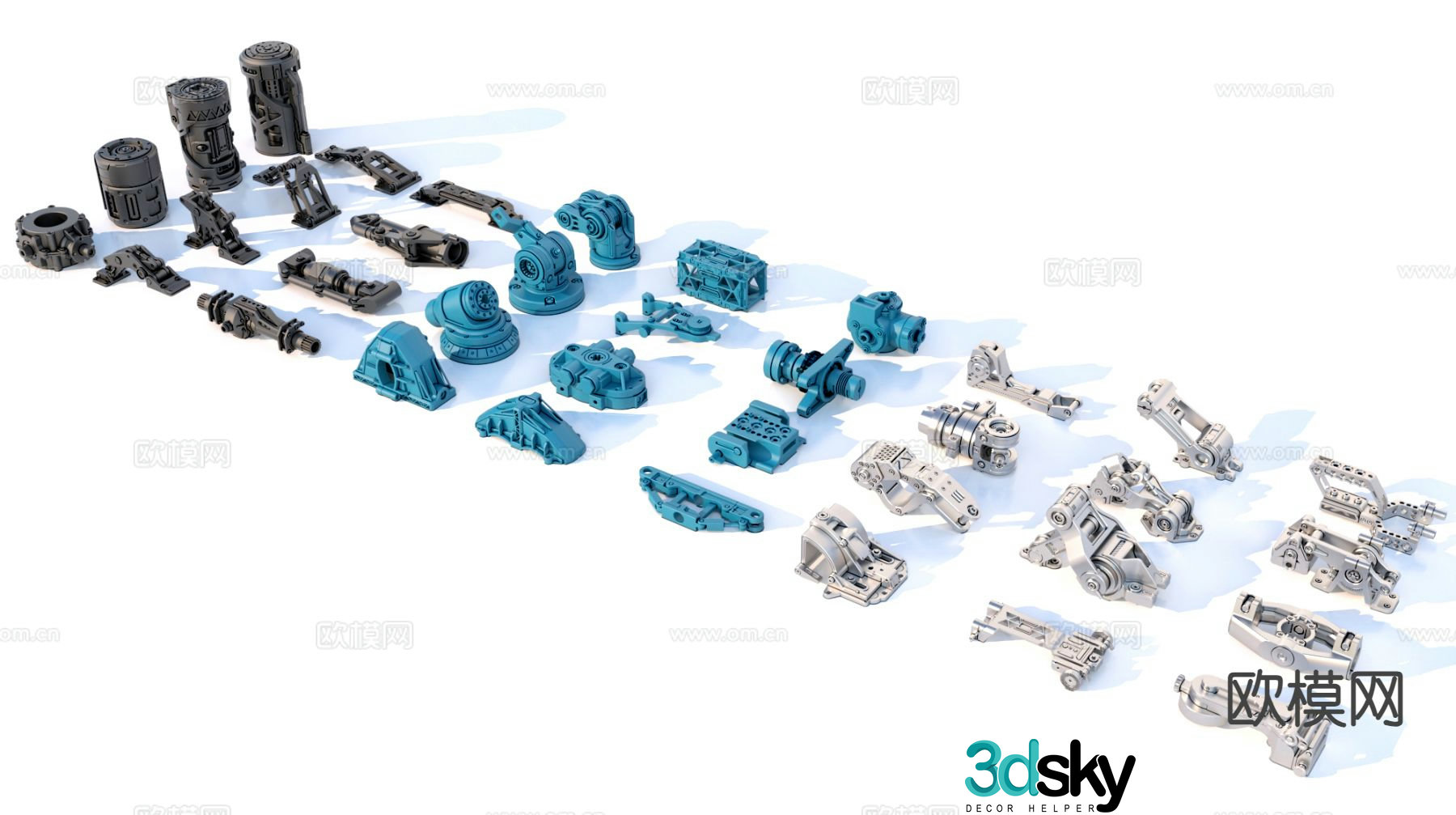 Hard surface parts Mechanical parts Industrial equipment 3d model