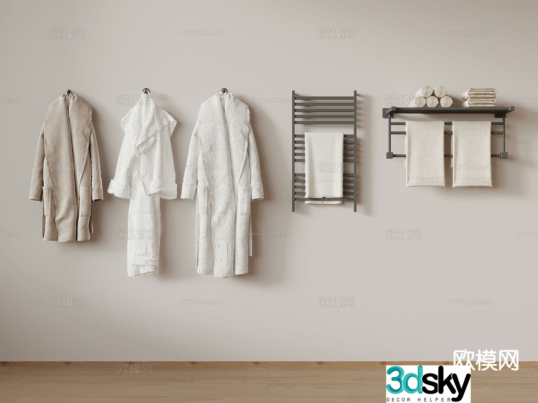 Toiletries bathrobe towel rack 3d model