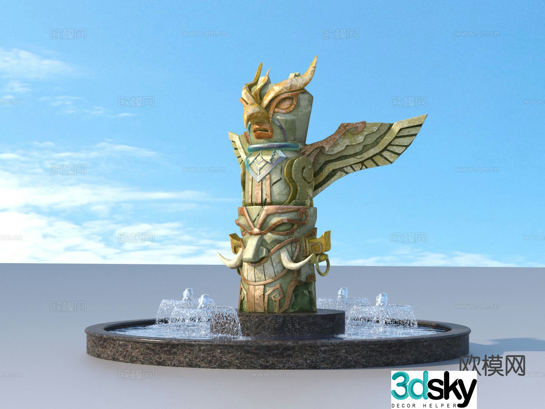 urban sculpture waterscape landscape sculpture 3d model