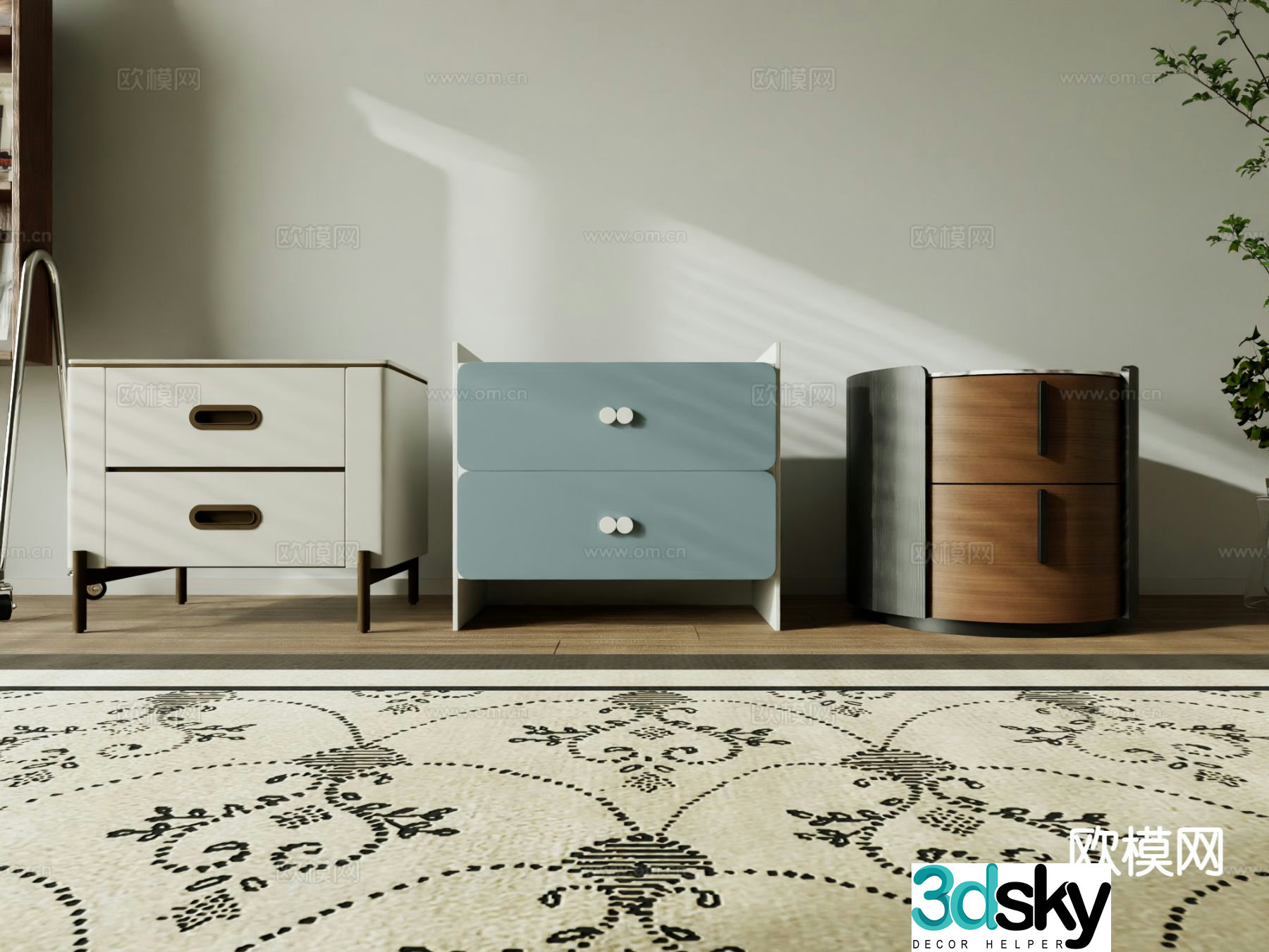 Modern bedside table 3d model